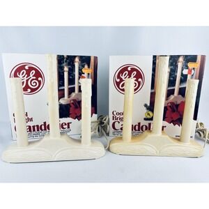 Vintage GE 3 Light Candolier Window Christmas Candles Candelabra Works Lot Of‎ 2